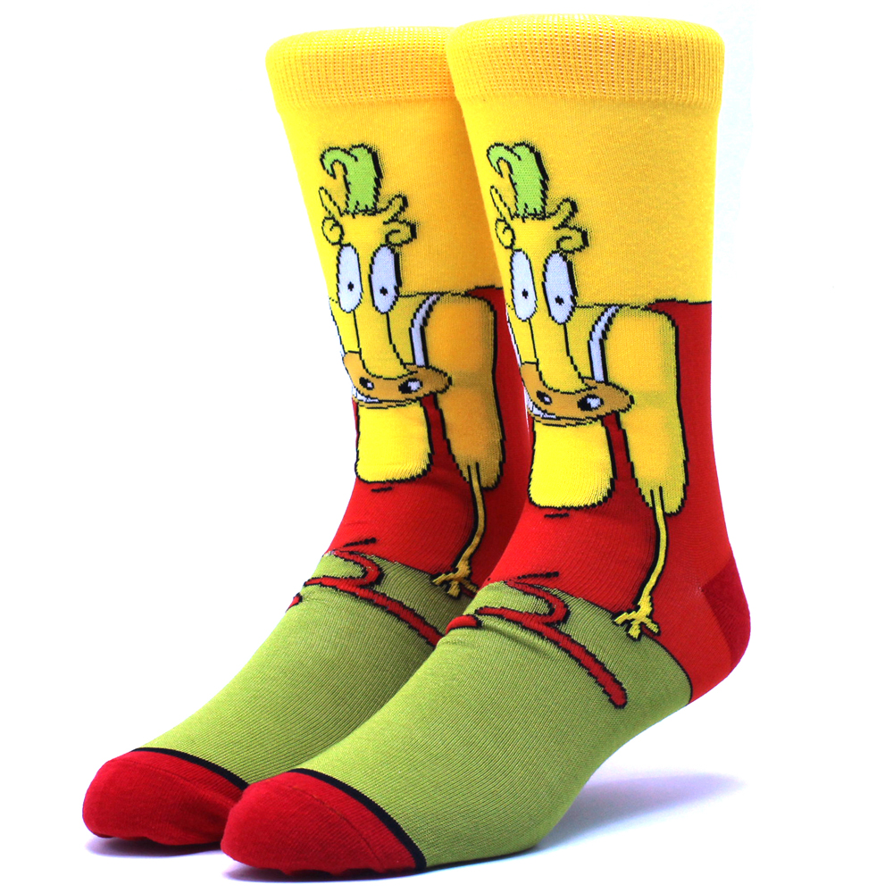 Happy Cartoon Patterned Men Crew Socks Cotton Socks